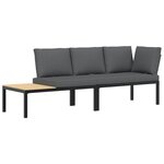 vidaXL Salon de jardin 2 Pièces avec coussins noir aluminium