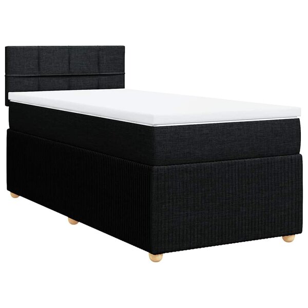 vidaXL Sommier à lattes de lit et matelas Noir 80x200 cm Tissu