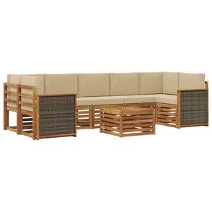 vidaXL Ensemble de canapés d'extérieur 8 pc Naturel et Beige