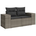 Ensemble de Canapé de Jardin 8 Pièces avec Coussins Gris en Rotin Poly Acacia