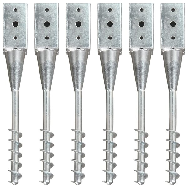 vidaXL Piquets au sol 6 Pièces Argenté 7x7x56 cm Acier galvanisé
