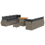 vidaXL Ensemble de canapé de jardin 11 Pièces Gris polyrotin