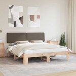 vidaXL Cadre de lit avec tête de lit rembourrée Taupe 180 x 200 cm