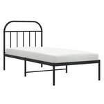 vidaXL Cadre de lit métal sans matelas avec tête de lit noir 80x200 cm