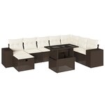 vidaXL Salon de jardin avec coussins 9 Pièces marron résine tressée