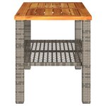 vidaXL Table de jardin gris 70x38x42 cm résine tressée et bois acacia