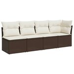 vidaXL Canapé de jardin avec coussins 4 places marron résine tressée