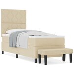 vidaXL Lit à ressorts avec matelas et banc crème 80x200 cm tissu