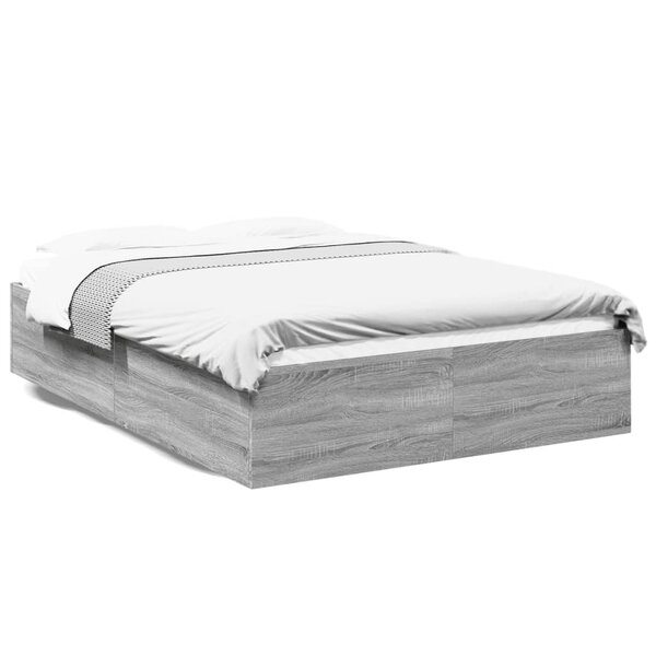 vidaXL Cadre de lit sans matelas sonoma gris 150x200 cm