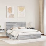 vidaXL Lit de Rangement Gris Sonoma 160 x 200 cm Bois d'ingénierie