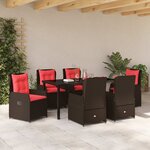 vidaXL Ensemble de salle à manger pour jardin 7 Pièces Marron Poly rotin