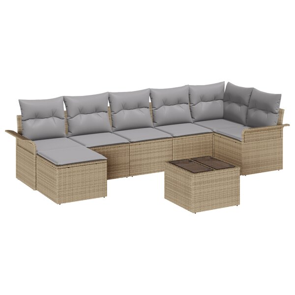 Ensemble de Canapés de Jardin 8 pièces avec Coussins Noir Poly Rotin