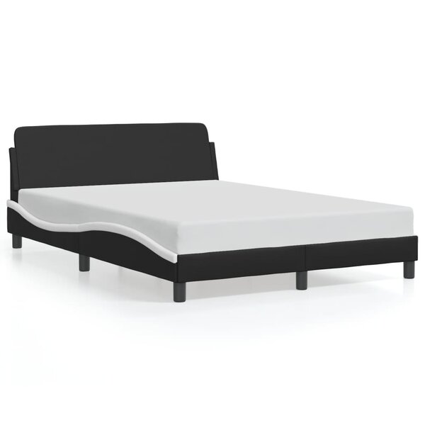 vidaXL Cadre de lit Dover noir et blanc 140x190 cm similicuir
