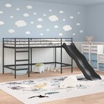 vidaXL Lit superposé pour enfants avec toboggan Uni Noir et anthracite