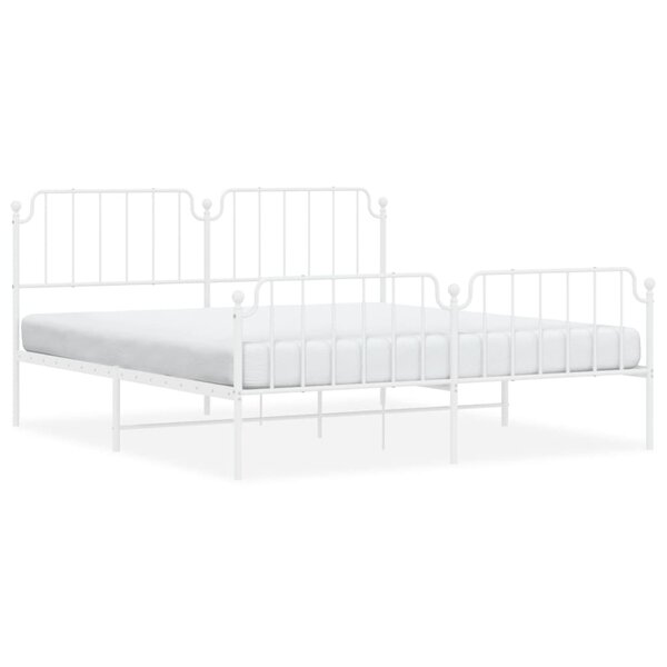 vidaXL Cadre de lit métal avec tête de lit/pied de lit blanc 183x213cm