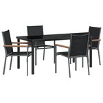 vidaXL Ensemble de 3 Noir Textilène et acier avec finition en poudre