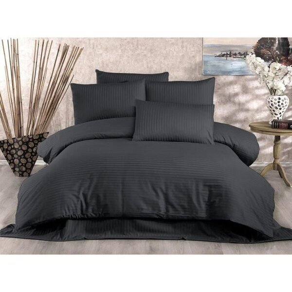 Parure de lit 70  polyester - housse de couette 220 x 240 + 2 taies d'oreiller 60 x 60 - Anthracite