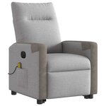 vidaXL Fauteuil inclinable de massage électrique gris nuage tissu