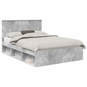 vidaXL Cadre de lit avec tête de lit Béton 140 x 190 cm Pin massif