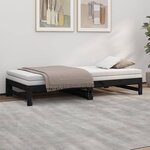 vidaXL Lit coulissant sans matelas noir 2x(100x200) cm