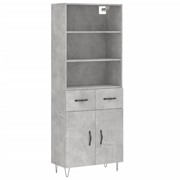 vidaXL Buffet haut Gris béton 69 5x34x180 cm Bois d'ingénierie