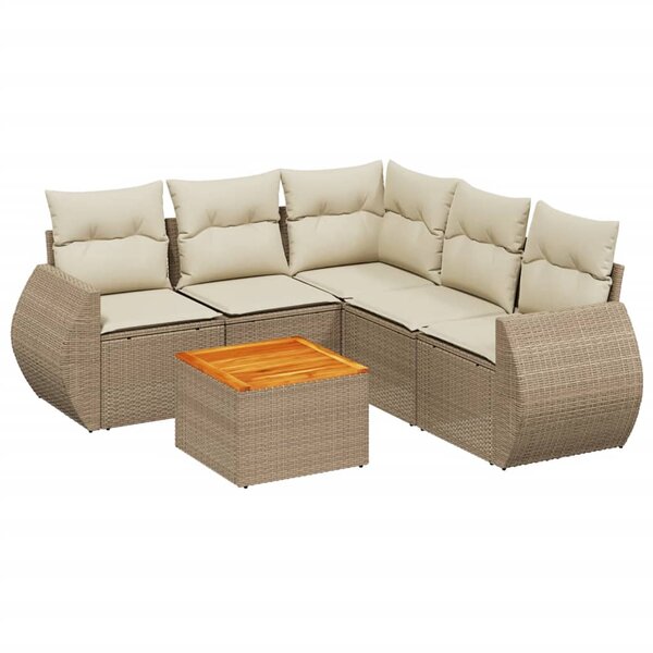 vidaXL Salon de jardin avec coussins 6 Pièces beige résine tressée