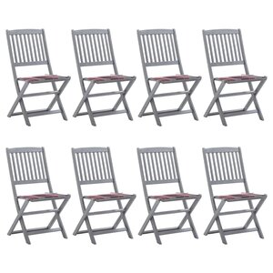 vidaXL Chaises pliables d'extérieur 8 Pièces avec coussins Bois d'acacia