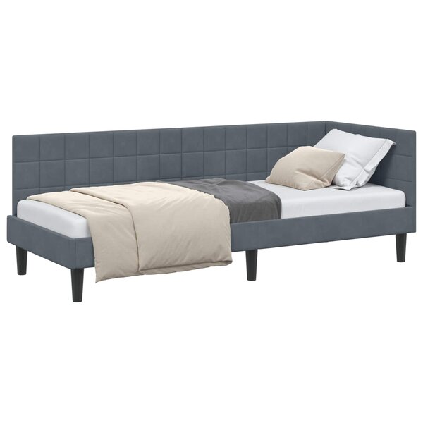 vidaXL Cadre de lit d'angle Gris foncé 80 x 200 cm Velours