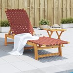 vidaXL Chaises longues rouge bois d'acacia solide et tissu