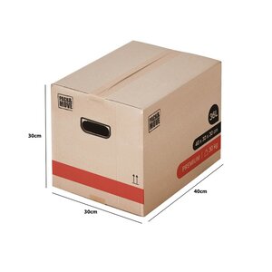 Pack and Move- Lot 30 Cartons Déménagement Livres  Premium - 40 X 30 X 30 Cm - Extrême Résistance 30 KG - Double Épaisseur - 2 Adhésifs Offerts