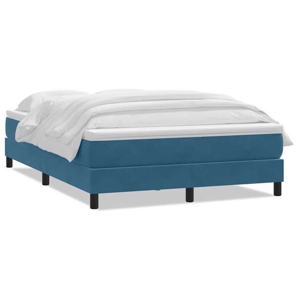 vidaXL Sommier à lattes de lit et matelas bleu foncé 160x210cm velours