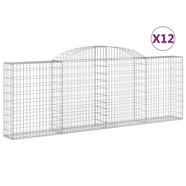 vidaXL Paniers à gabions arqués 12 Pièces 300x30x100/120 cm fer galvanisé