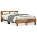 vidaXL Cadre de Lit en Bois d'Ingénierie Bois Vieilli 135 x 190 cm Durable