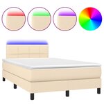 vidaXL Sommier à lattes de lit matelas et LED crème 120x190 cm tissu