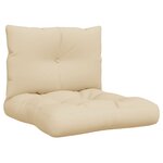 vidaXL Coussins de palette lot de 2 beige tissu