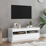 vidaXL Meuble TV avec lumières LED blanc brillant 100x35x40 cm