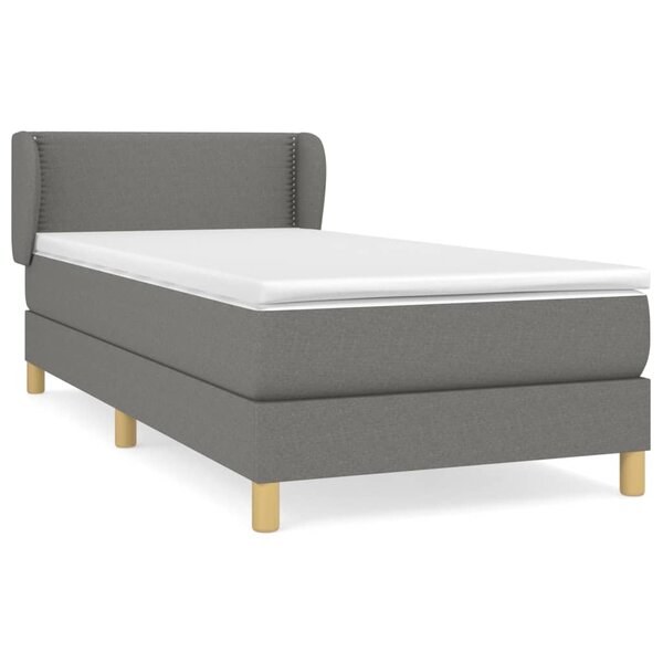 vidaXL Sommier à lattes de lit et matelas Gris foncé 90x190 cm Tissu