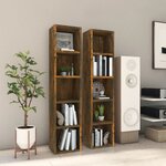 vidaXL Armoires à CD 2 Pièces Chêne fumé 21x16x93 5 cm Bois d'ingénierie
