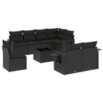 vidaXL Salon de jardin 9 Pièces avec coussins noir résine tressée