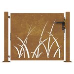 vidaXL Portail de jardin 105x80 cm acier corten conception d'herbe
