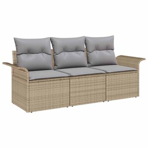 vidaXL Ensemble de canapé de jardin 3 Pièces Beige 196 x 62 x 85cm