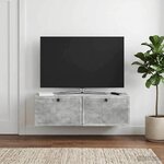 vidaXL Meuble TV mural Gris béton 98 x 31 x 30 cm Bois d'ingénierie