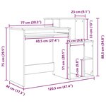 vidaXL Bureau avec Rangement Chêne fumé 120.5 x 44 x 88.5 cm