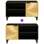 vidaXL Meuble TV Noir et or 80 x 33 x 46 cm bois de manguier massif