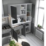 Buffet de cuisine - Gris mat - 5 portes - ECO - 120 x 40 x 178 cm