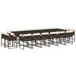 vidaXL Ensemble à manger de jardin et coussins 17 Pièces marron rotin