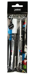 4 Artist Marker : Set de 2 marqueurs Peinture Noir/Blanc PÉBÉO