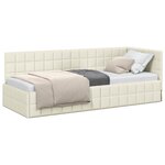 vidaXL Cadre de lit d'angle Crème 80 x 200 cm Velours