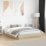 vidaXL Cadre de lit avec lumières LED chêne sonoma 135x190 cm
