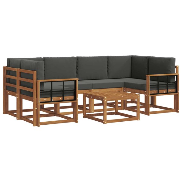 vidaXL Ensemble de canapés d'extérieur 7 pc Naturel et Anthracite